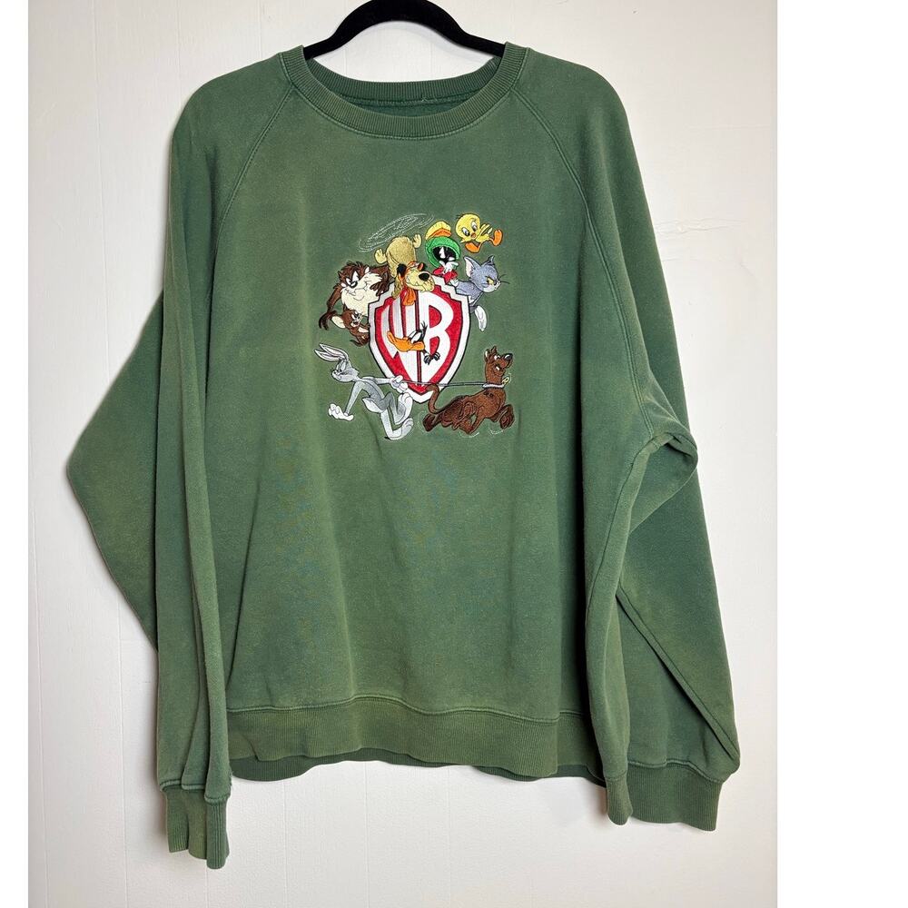 Vintage Warner Bros. Looney Tunes Faded Thrashed Embroidered Logo Sweatshirt